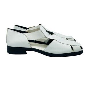 Aerosoles Shoes Womens Size 9 B White Leather Slip On Comfort Loafer Sandals